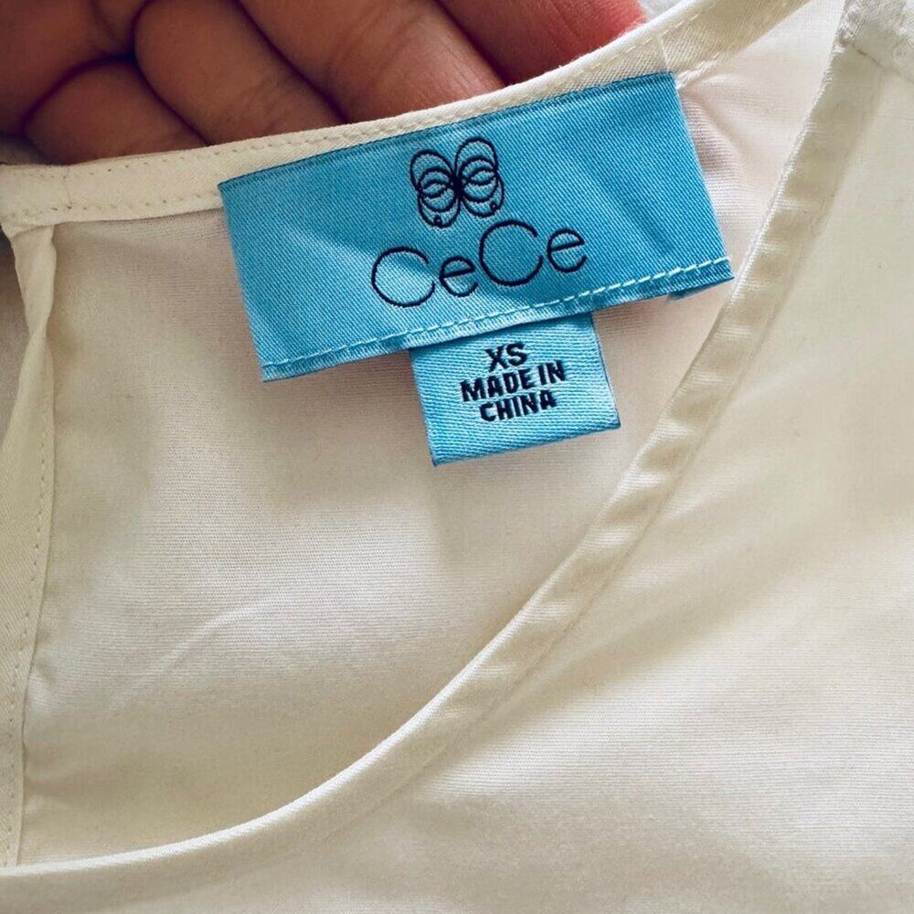 CeCe | NWT - White Flare Sleeve Cotton Blouse size XS - Picture 7 of 8